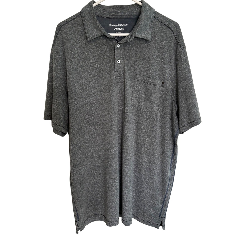 Tommy Bahama Landzone Polo Mens XL Gray Excellent Space Dye Short Sleeve T221207